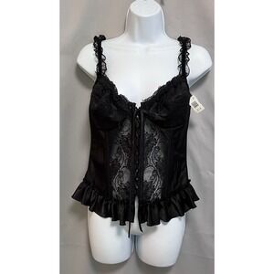 Vintage Just Shirley Corset Black‎ Lace Sz 38 Women's Sexy Y2K